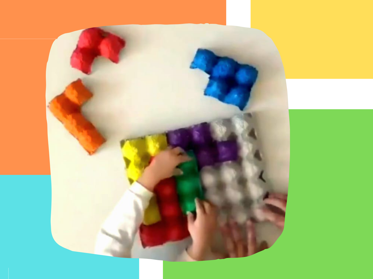 imagen manualidad reciclada tetris