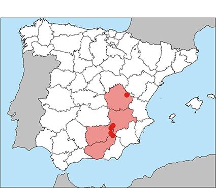 Mapa de deistribución de la especie en la Península Ibérica