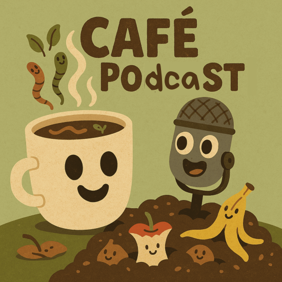 ilustración taza de café y micrófono