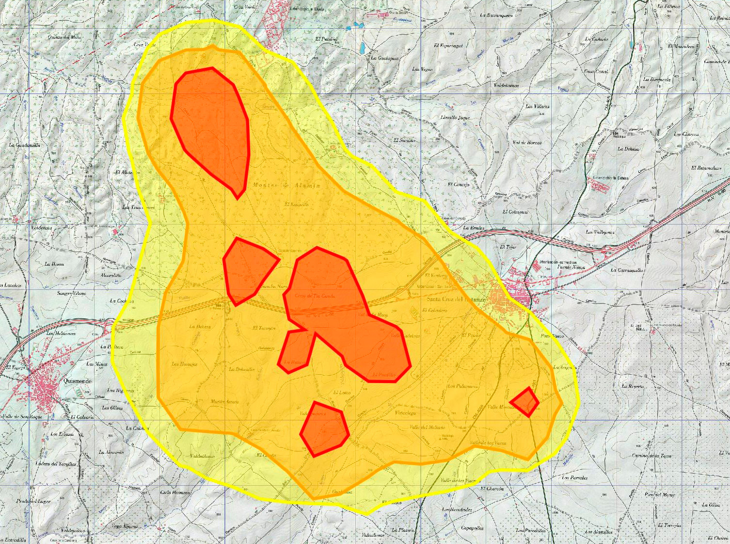 Figura 1. Polígonos Kernel 50-75-95 % de macho adulto territorial de águila imperial ibérica