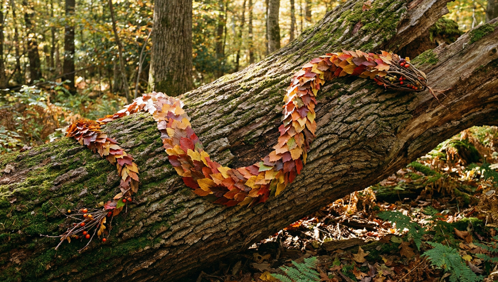 foto serpiente hecha con hojas