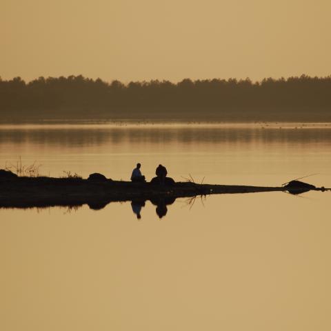 Un recuerdo de los paseos del pasado verano en el embalse de La Portiña, en Talavera de la Reina, con la luz del atardecer reflejada en el agua.