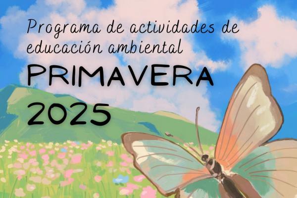 Ilustración campo con flores y mariposa