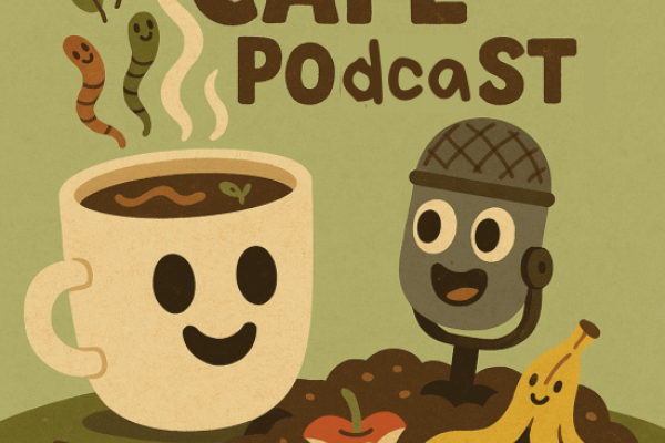 ilustración taza de café y micrófono